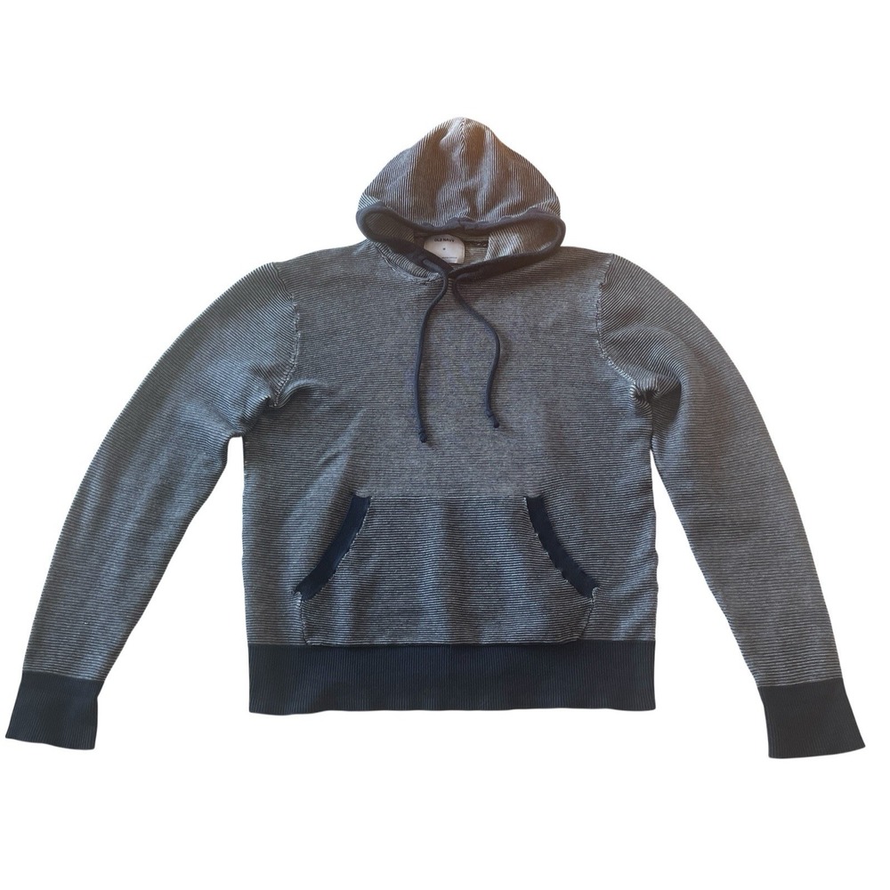Old Navy Women Size M Sweatshirt Navy Blue Heather Drawstring 100% Cotton Casual